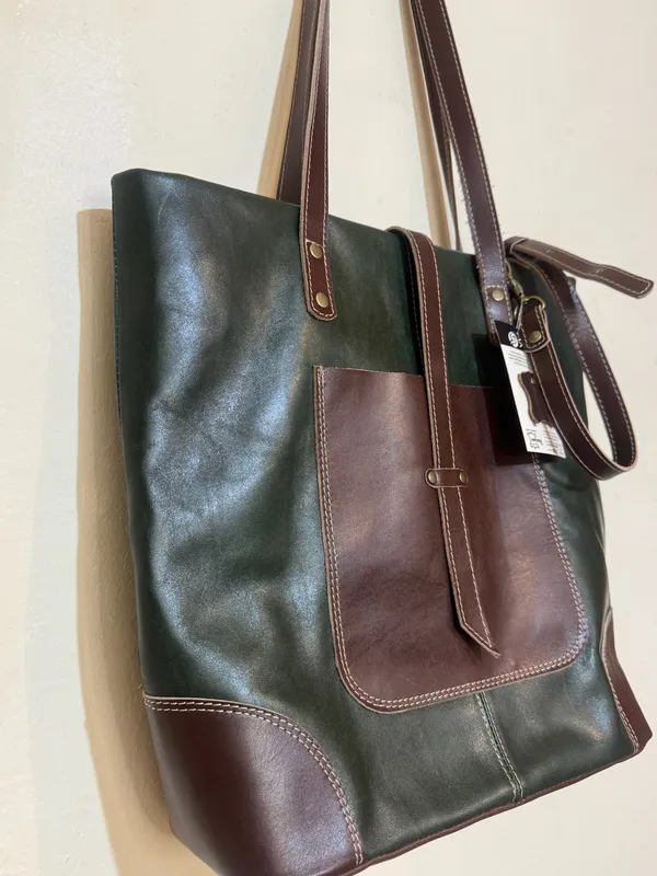 Carteron cuero verde y marrón