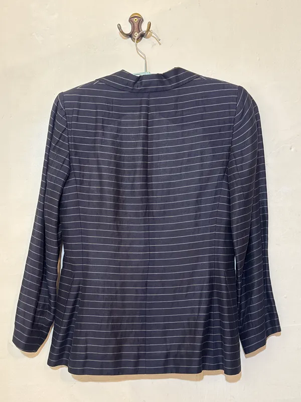 Blazer a rayas lino satinado azul