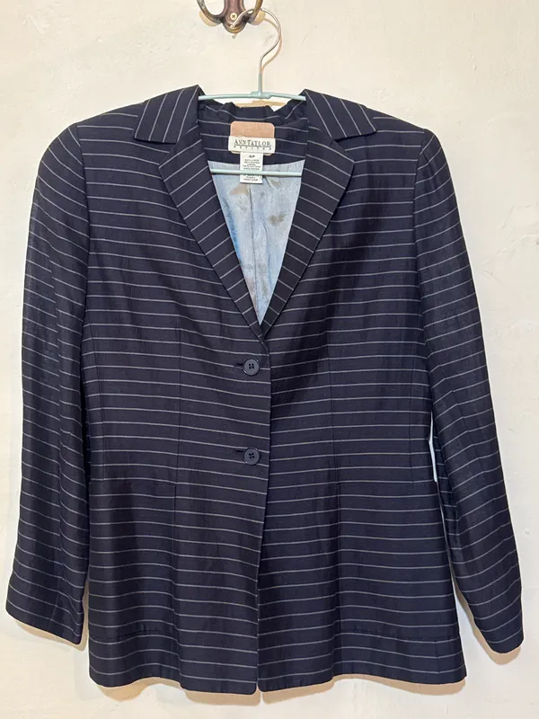 Blazer a rayas lino satinado azul