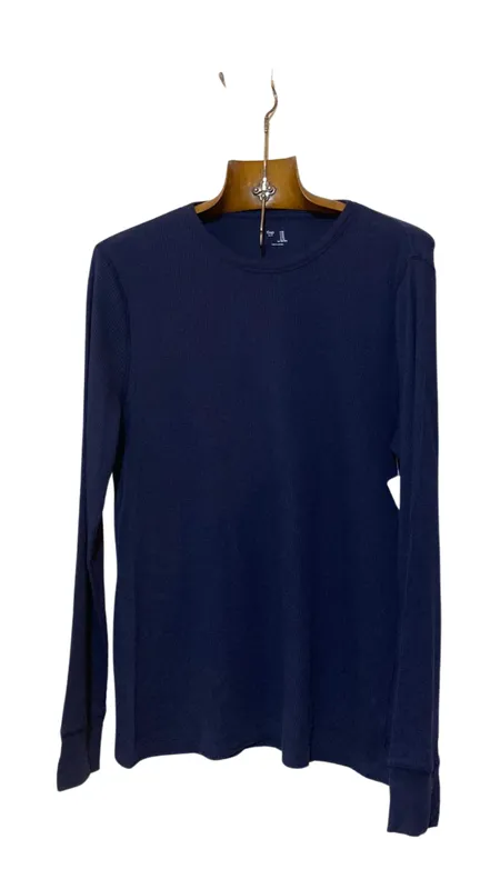 Remera basica azul manga larga