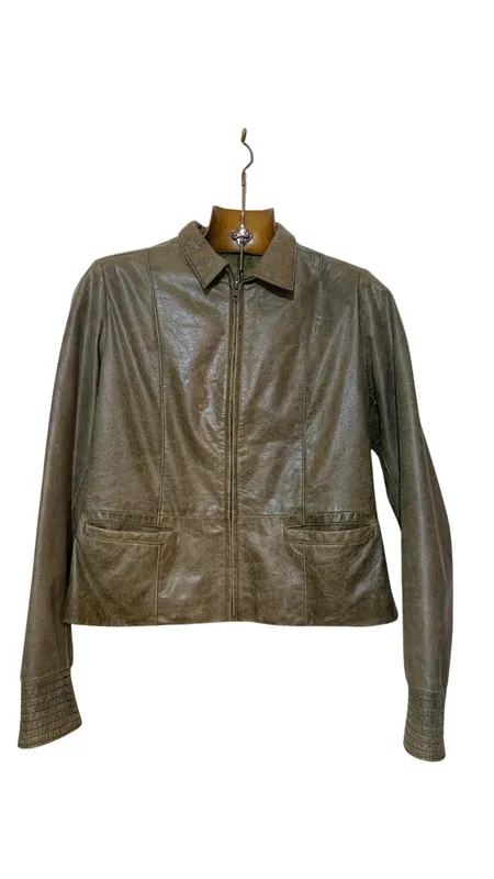 Chaqueta napa verde oliva