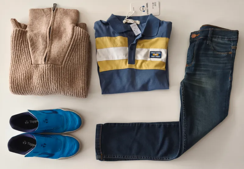 Pack look completo. niño. talle: 9-10. 3 prendas + 1 calzado.