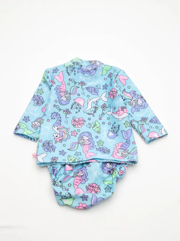 Conjunto remera y traje baño unicornios grisino