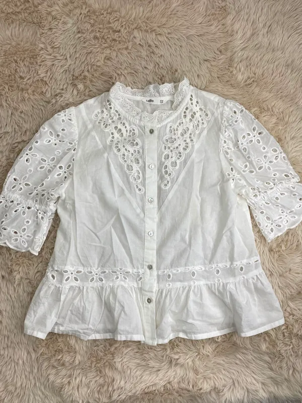 Blusa blanca de broderie lolita txs