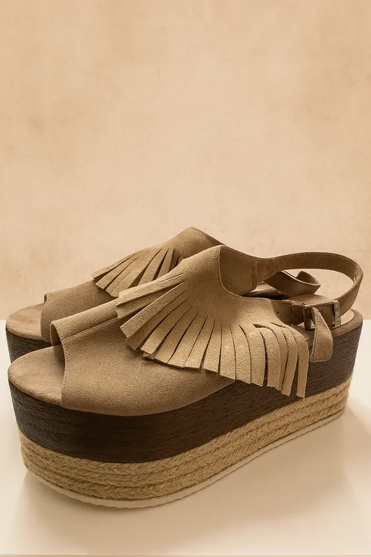 Sandalias gamuza plataforma yute 	heyas	talle 37