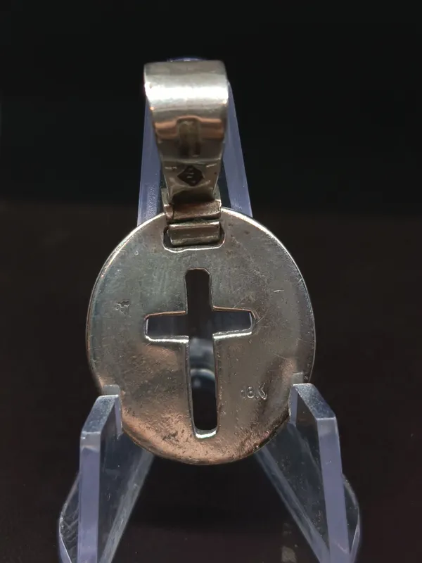 Dije cruz calada de plata 925 y oro 18 k