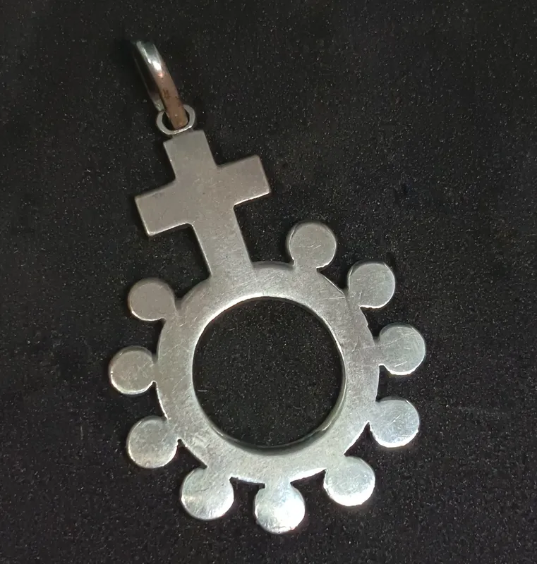 Dije rosario decenario de plata antiguo