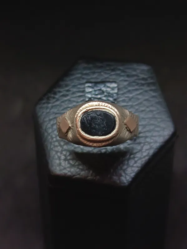 Anillo sello plata oro y onix