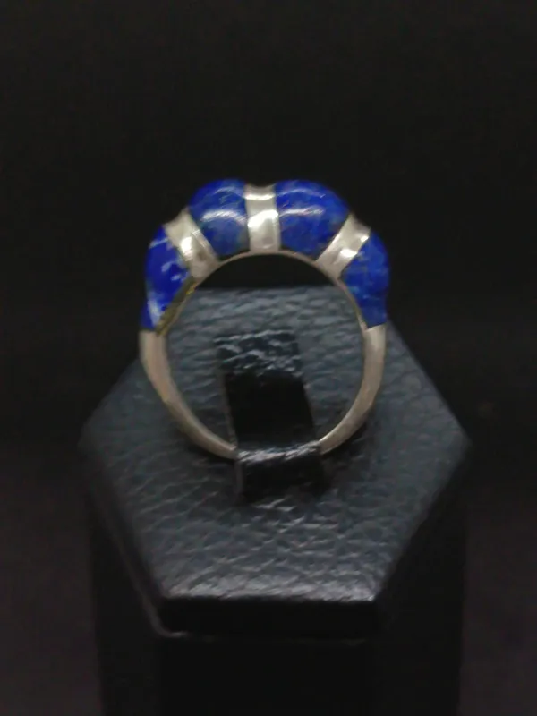 Anillo plata lapislazuli estilo bombe