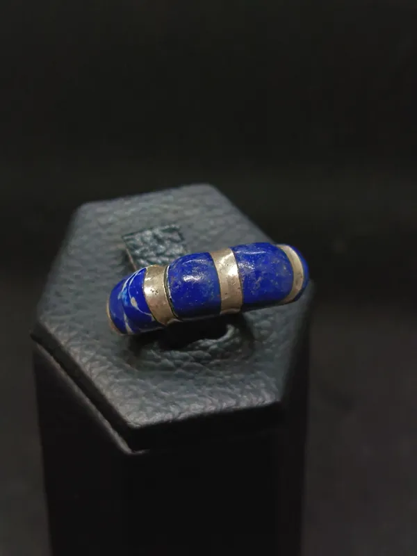Anillo plata lapislazuli estilo bombe