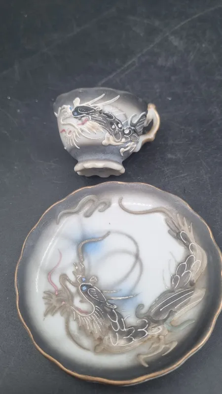 Plato y pocillo porcelana japonesa