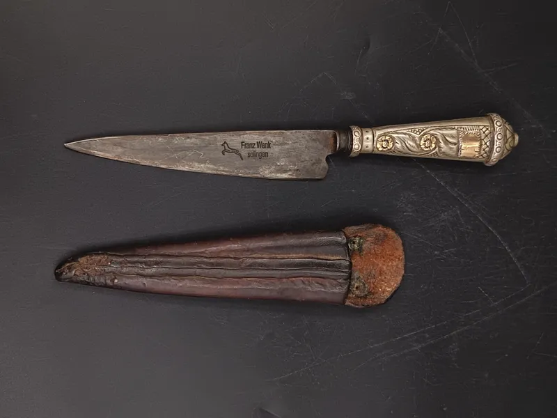 Cuchillo plateria criolla hoja solingen vaina de cuero