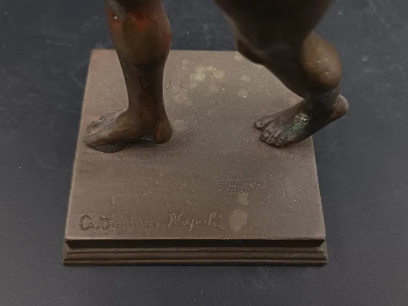 Figura de bronce fauno danzante de pompeya firmada giorgio sommer napoli