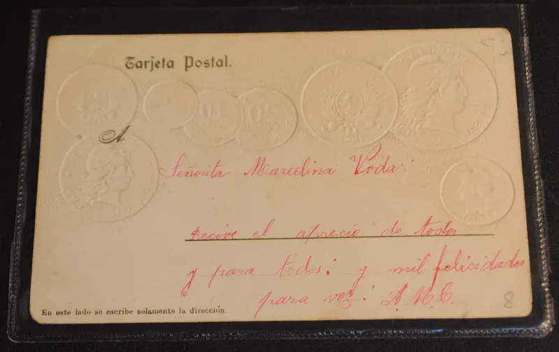 Postal con monedas