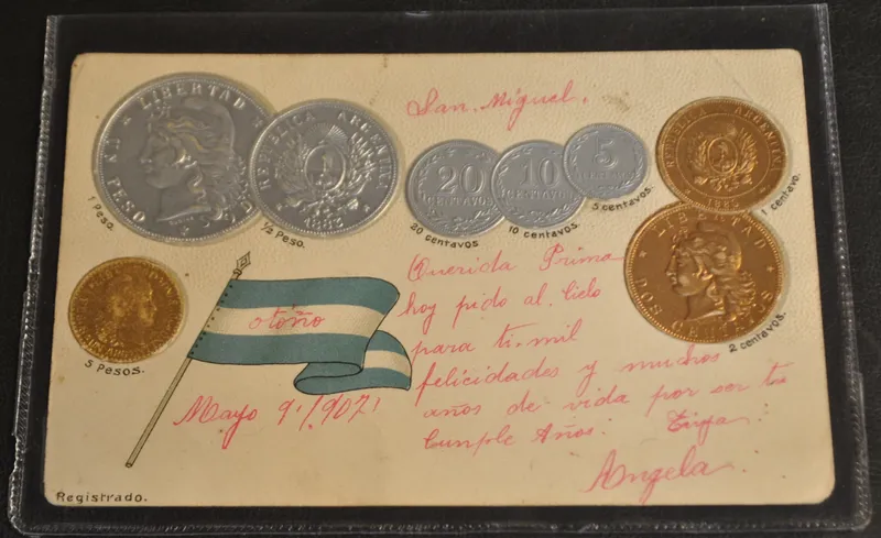 Postal con monedas