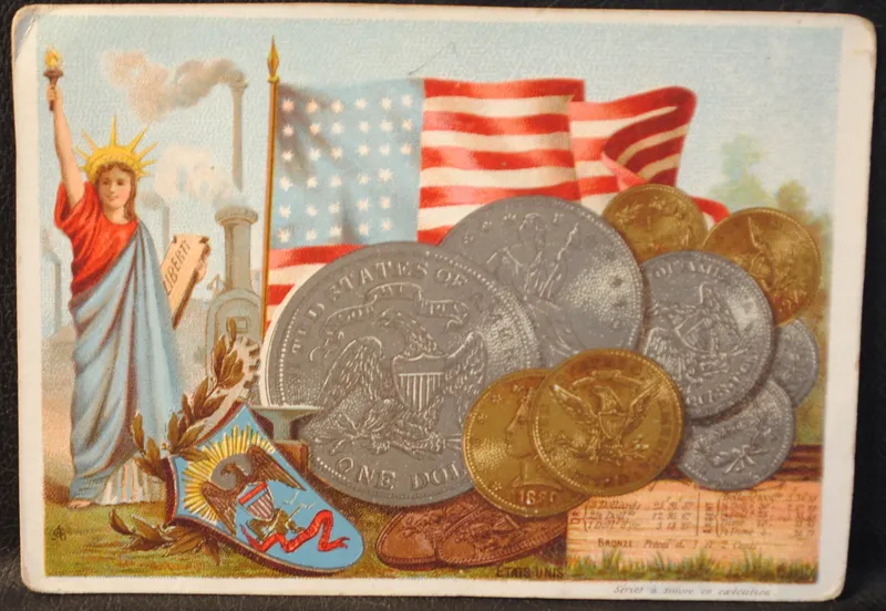 3 postales con monedas