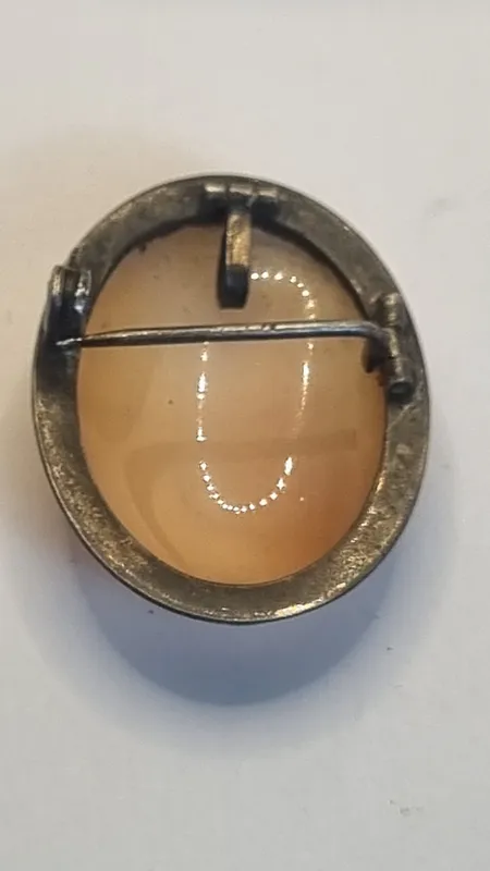 Pequeño y delicado camafeo prendedor y colgante engarzado en plata