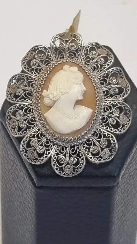 Colgante camafeo de plata 900 filigrana italiana