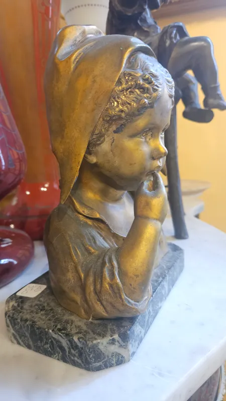 Busto de bronce niño firmado j. d aste