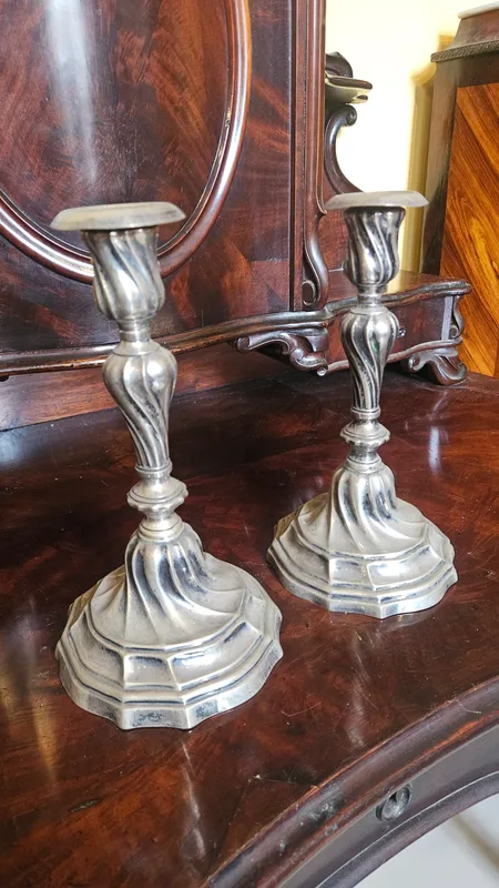 Par de candelabros de plata del 1900 829 g antiguos