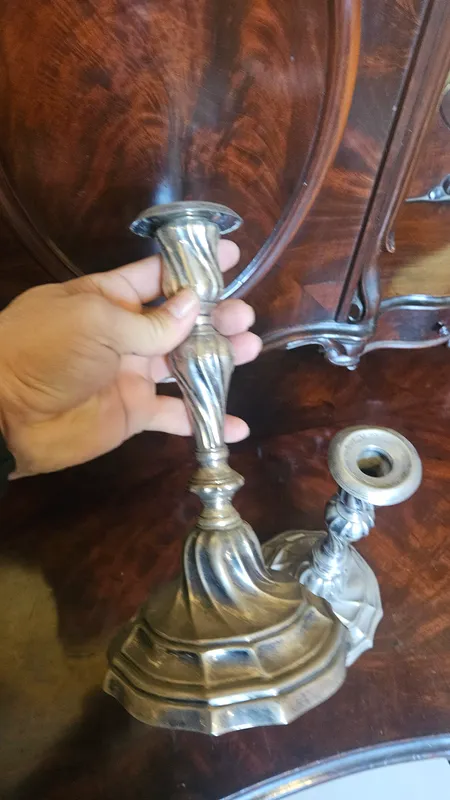 Par de candelabros de plata del 1900 829 g antiguos