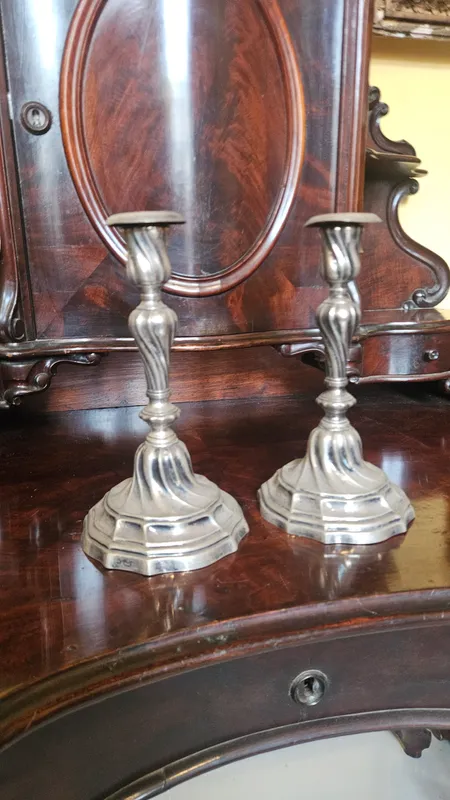 Par de candelabros de plata del 1900 829 g antiguos