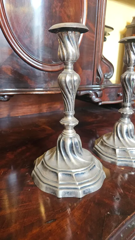 Par de candelabros de plata del 1900 829 g antiguos