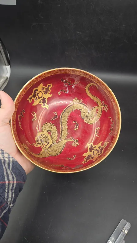 Centro de mesa carlton ware con dragones dorados