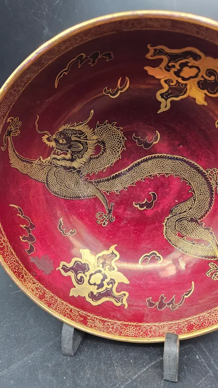 Centro de mesa carlton ware con dragones dorados