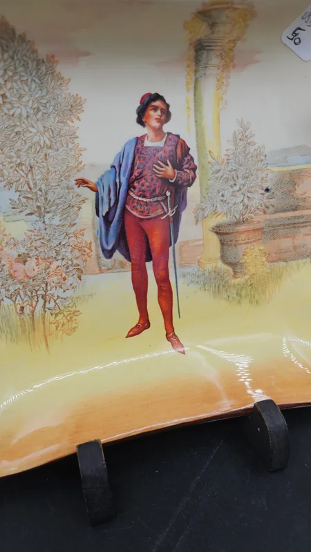 Bandeja rectangular "romeo" serie shakespere 1936 royal doulton inglesa