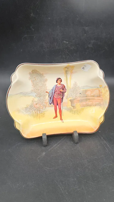 Bandeja rectangular "romeo" serie shakespere 1936 royal doulton inglesa