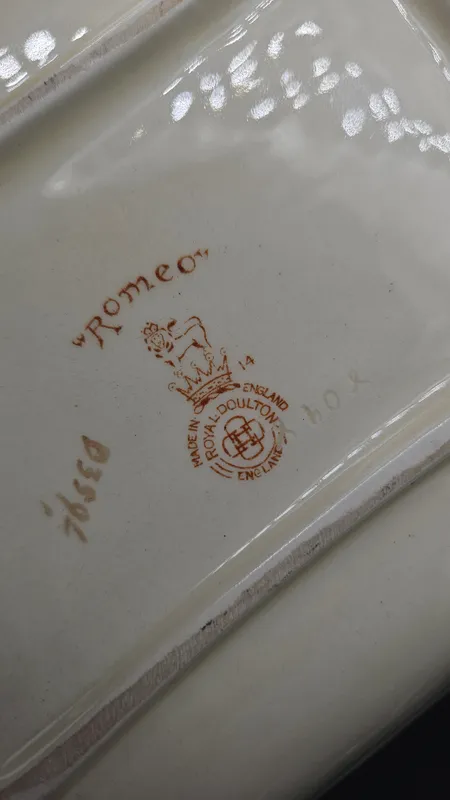 Bandeja rectangular "romeo" serie shakespere 1936 royal doulton inglesa