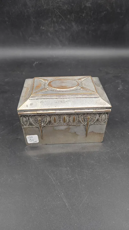 Cofre de metal plateado aleman wmf antiguo de 1920 aprox