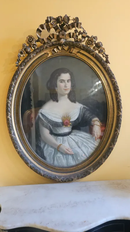 Oleo dama firmado jean dubouloz fechado 1863 retrato