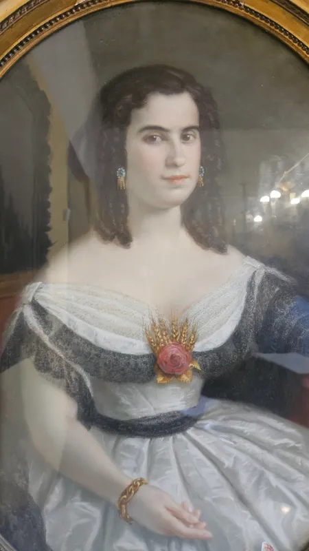 Oleo dama firmado jean dubouloz fechado 1863 retrato