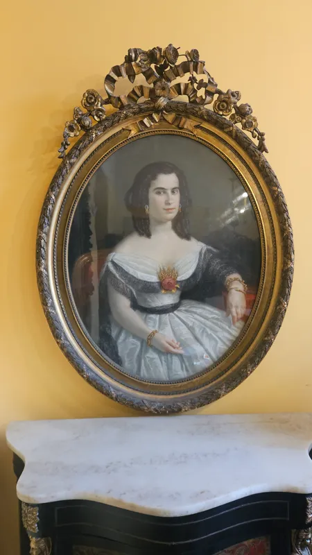 Oleo dama firmado jean dubouloz fechado 1863 retrato