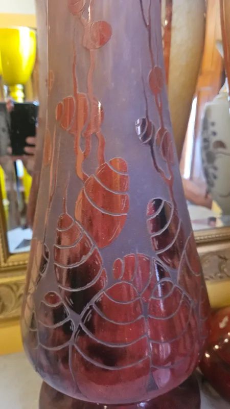 Florero le verre francaise diseño camafeo muliticapa art nouveau