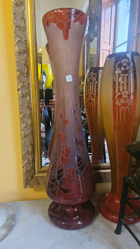 Florero le verre francaise diseño camafeo muliticapa art nouveau