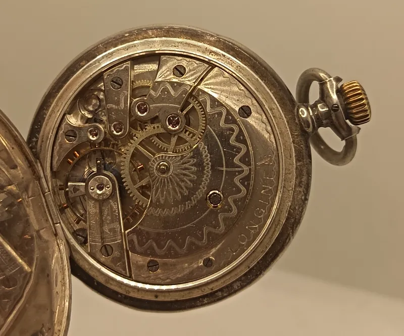 Reloj de bolsillo longines caja de plata antiguo grand prix 1900