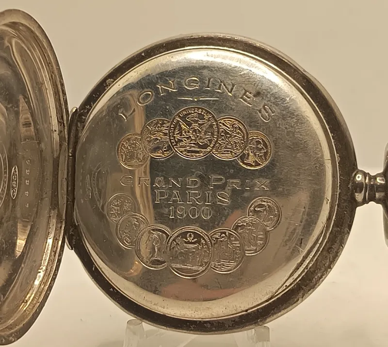 Reloj de bolsillo longines caja de plata antiguo grand prix 1900