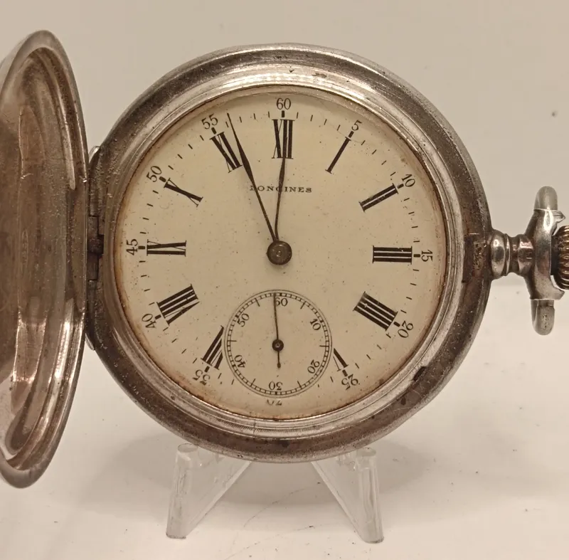 Reloj de bolsillo longines caja de plata antiguo grand prix 1900