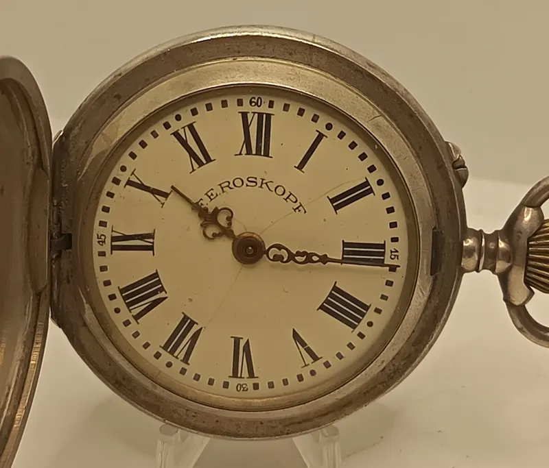 Reloj de bolsillo roskopf caja de plata 800 funcionando de 1900