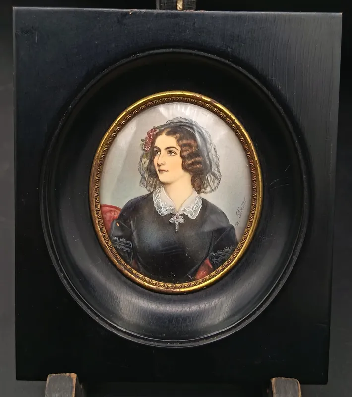 Miniatura de lola montez bailarina irlandesa pintada a mano