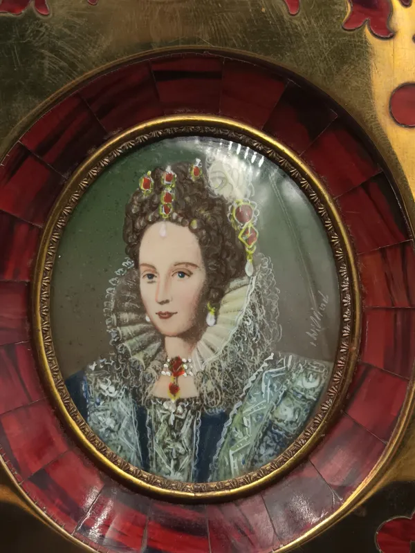 Miniatura isabel i de inglaterra al estilo de nicholas hilliaro