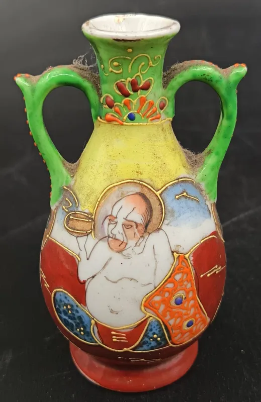 Florerito satsuma doble asa pintado a mano