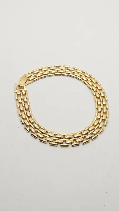 Pulsera dorada antigua 19.5 cm largo tipo malla