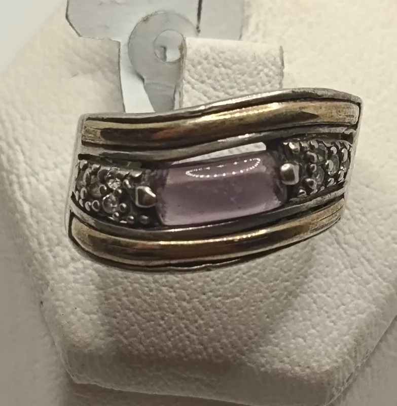 Anillo de plata 925 con  detalles en oro y amatista