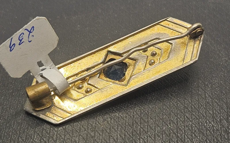 Prendedor art deco anos 20's antiguo original con piedra azul