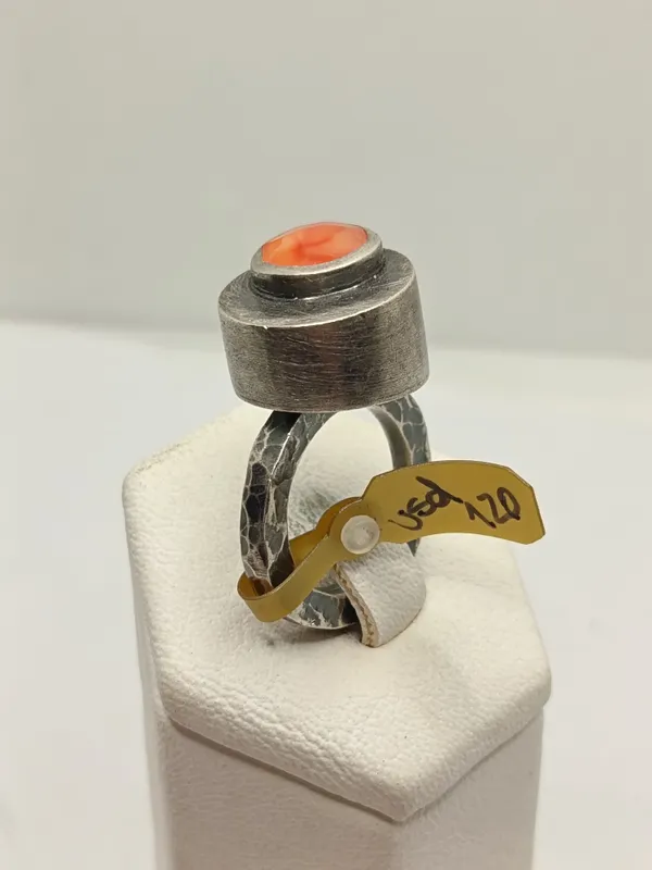 Anillo de plata 925 con agata central