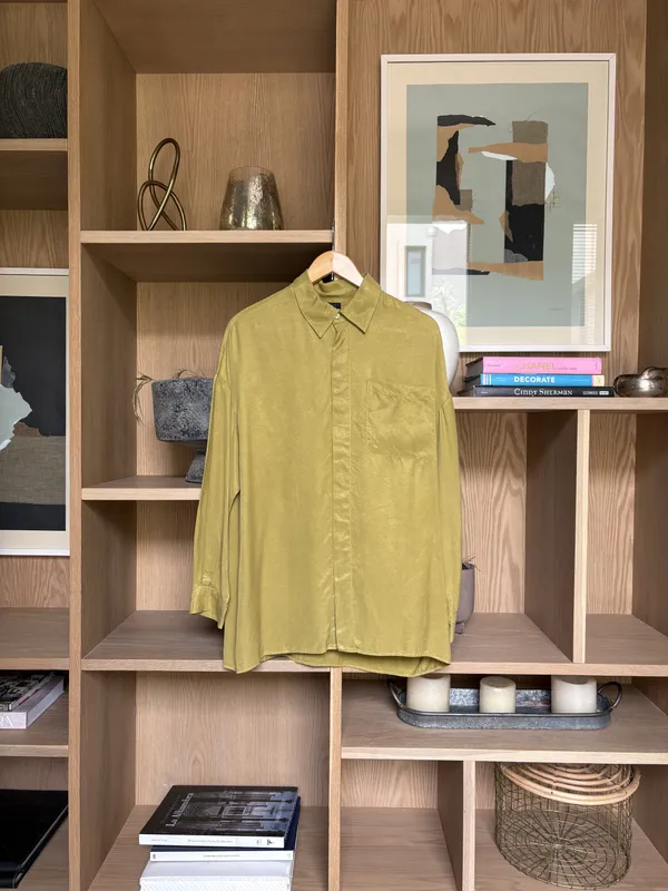 Camisa manga larga verde Zara